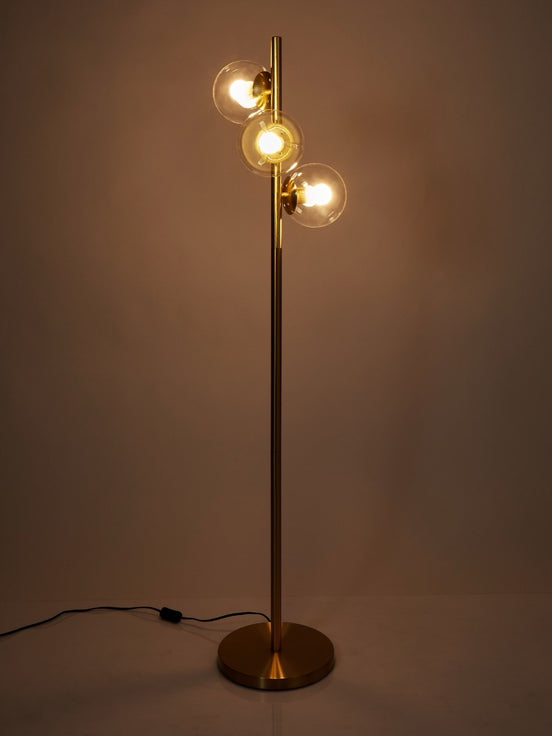 Amilla Floor Lamp Brushed Gold & Clear