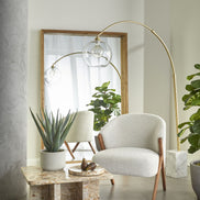 Cailen Floor Lamp Brass & White