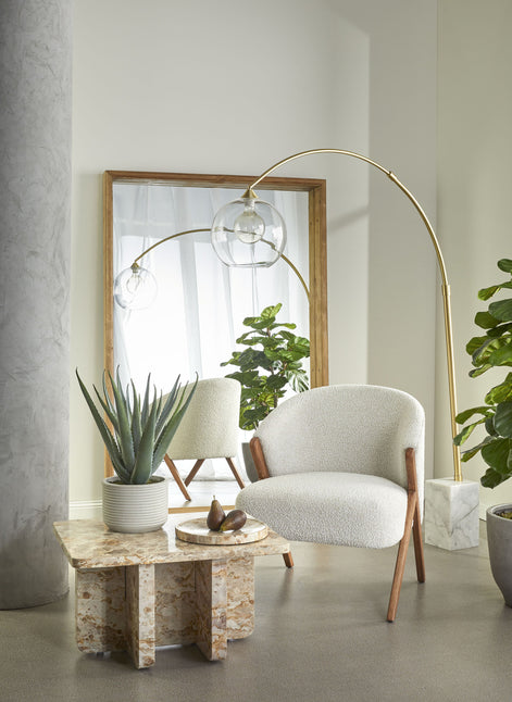 Cailen Floor Lamp Brass & White