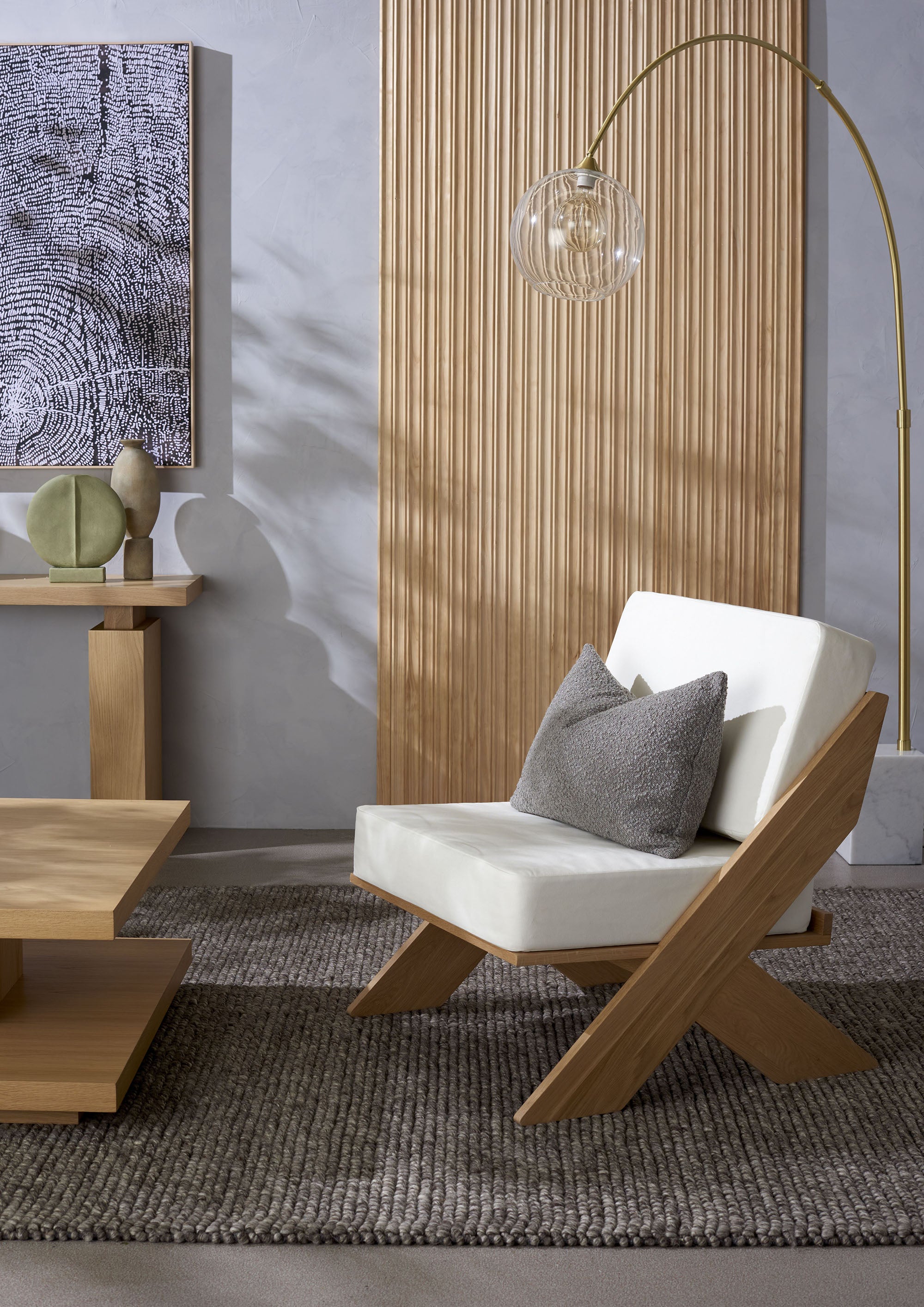 Cailen Floor Lamp Brass & White