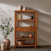 Reclaimed Pine Wood Shelving Unit Natural