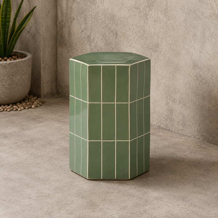Seidler Ceramic Tile Stool Mint